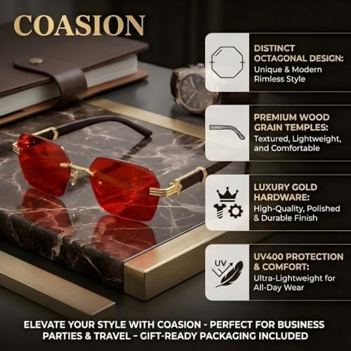 Image of COASION Fashion Rimless Frameless Sunglasses for Women Men Y2k Retro Sun Glasses Square Tinted Glasses