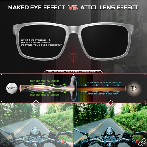 Image of ATTCL Men's Polarized Sunglasses UV400 Protection, Square TR90 Frame for Driving, Golf, and Outdoor Activities