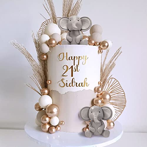 23 Pcs Elephant Cake Decoration Cute Baby Elephant Cake Decorations Pearl Balls Cake Picks Elephant Theme Birthday Baby Shower Cake Decoration Supplies #TOP3
