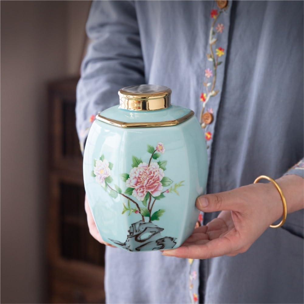Teeservice Kreativer einfacher loser Tee Vorratsglas, Keramik versiegelte Topf, Retro Chinesisches Tee-Set, Doppeltopf, Geschenkbox-Set Teekanne(B)