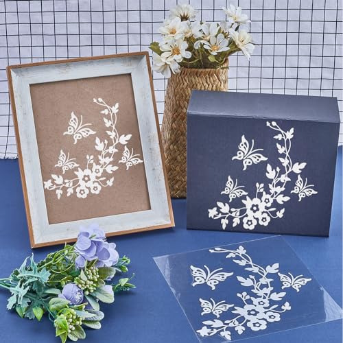 Image of GORGECRAFT 6 Sheets Butterfly Car Decal Set White Flower Car Stickers Decals Vinyl Reflective Waterproof Self-Adhesive Decals Car Laptop Window Bumper Sticker for SUV Truck Motorcycle Doors Laptop