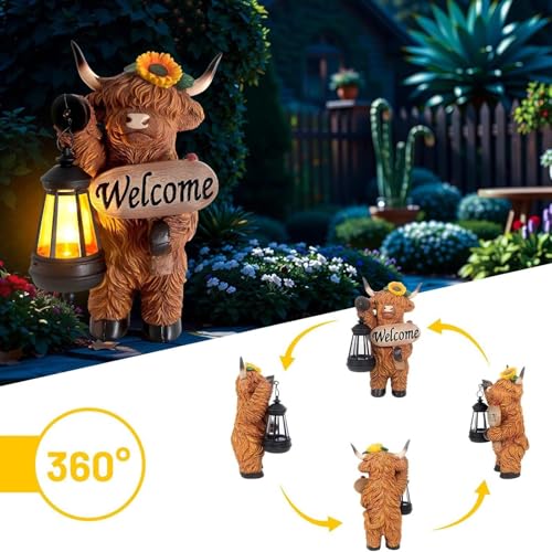 Éclairage solaire vache des Highlands en résine résistante aux UV - 3