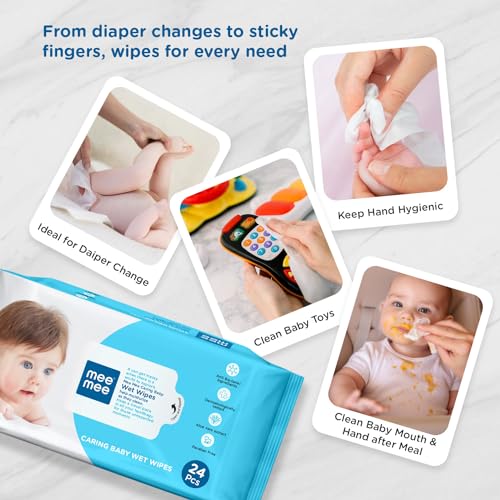 Image of Mee Mee Soft Gentle Baby Wet Wipes (24 Wipes) Pack of 1 | Infused with Aloe Vera and Vitamin E | Paraben & Sulfate Free.