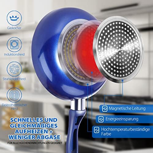 Myiosus 2-częściowy zestaw patelni aluminiowych, patelnia indukcyjna 20/26 cm, zdejmowany uchwyt, patelnia z powłoką zapobiegającą przywieraniu, nadaje się do mycia w zmywarce wysyłanie ściereczek do i
