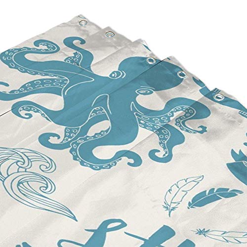 Rideau de douche océan 152x183 cm en polyester imperméable avec crochets - 4