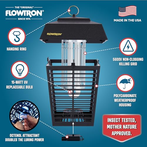 Flowtron Electric Bug Zapper 1/2 Acre Outdoor Insect Control with Dual