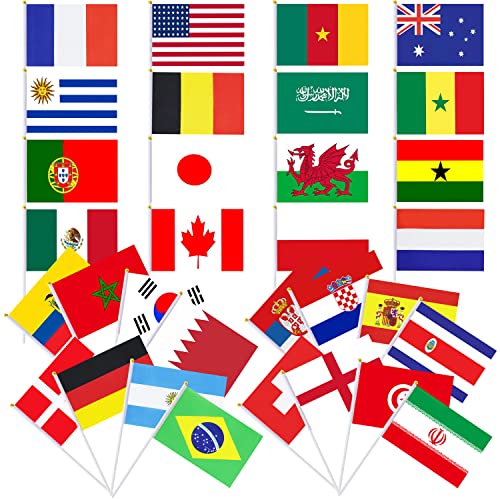 32Pcs World Cup 2022 Football Flags, Top 32 Countries Bunting Banner Decor, International Bunting Banner for Gardens, Bar, Restaurant, Parades at Sporting Events, Football Party Decor(14 * 21cm)