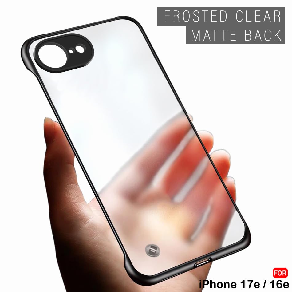 Image of TheGiftKart for iPhone 16e / iPhone 17e Case, Slim Hard Back Cover, Matte Frosted Translucent Back, Lightweight Profile, Hybrid Ultimate Slim Back Cover Case (PC & TPU, Black)