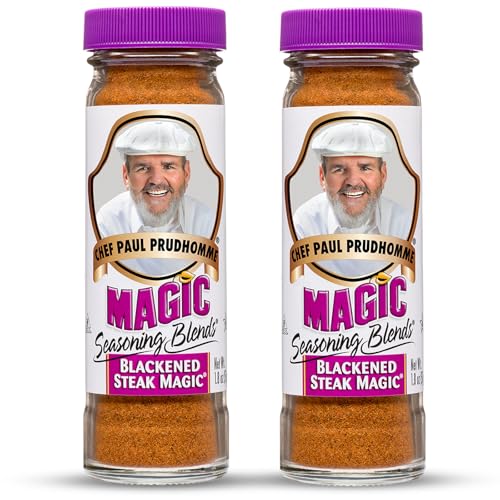 Chef Paul Magic Seasoning Blends Blackened Steak Magic | Bold Flavor for Steak & Beef | Gluten-Free Seasoning for Grilling, Roasting & BBQ | Spice Blend with Garlic & Chili | 1.8 oz (Pack of 2)