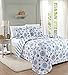 Full/Queen Coastal Quilt Bedding Set, Summer Coastal Quilt with Shams, Beach 3-Piece Reversible All Season Bedspread Quilt Set. Lightweight Nautical Quilted Coverlet. Azure Collection, Blue Seashells