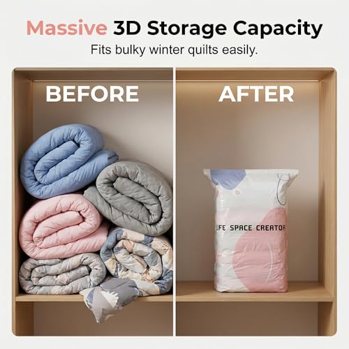 Bolsas de almacenamiento al vacío para ropa, edredones, mantas, 3 sacos de compresión resistentes, no necesita bomba, sello hermético que protege la ropa de cama del polvo y la humedad