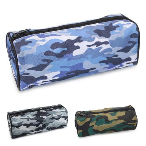 Fashion Stationery Pencil Case Boys Secondary School Blue Camouflage Pencil Cases for Girls Kids or Children at Primary School or a Teenage Boy 1 Large Compartment Storage Case