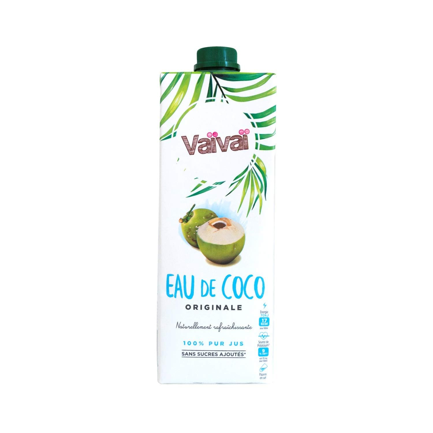 Vaïvaï Eau de Coco sans Sucres Ajoutés Brique de 1 L
