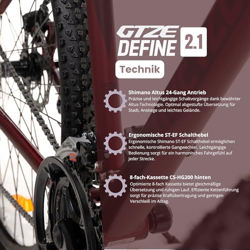 Goetze Define 2.1 Hardtail MTB, 29 Zoll Laufräder, 19 Zoll Aluminiumrahmen, doppelte Scheibenbremsen, 24-Gang Shimano Altus, Federgabel 100 mm