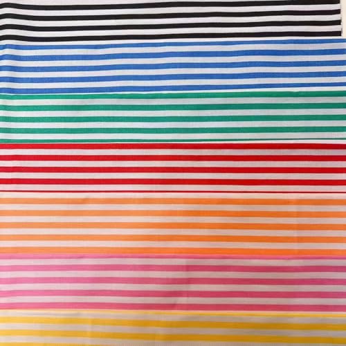 Image of Cotton Fabric DIY Making Supplies Quilting Patchwork Fabric Fat Quarter Bundles DIY for Quilting Cotton Patchwork Cushions (Stripe, 20 inch x 20 inch)