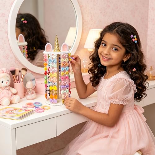 Image of HASTHIP Hair Clip Organizer for Girls Unicorn Bow Holder for Girls Cute Baby Hair Bows Clips Organizer Stand Accessories Organizer Display Rack for Baby Nursery Toddler Kids Room Decor