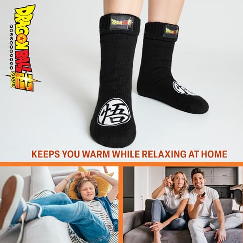 Dragon Ball Z Fluffy Socks for Boys Teenagers Warm Slipper Socks with Sherpa Lining One Size 4-8 Anime Gifts for Boys3