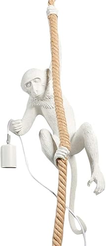 Luces colgantes de mono blanco/negro/dorado, luces creativas, loft, cuerda de cáñamo vintage, lámpara colgante de mono, lámpara colgante industrial