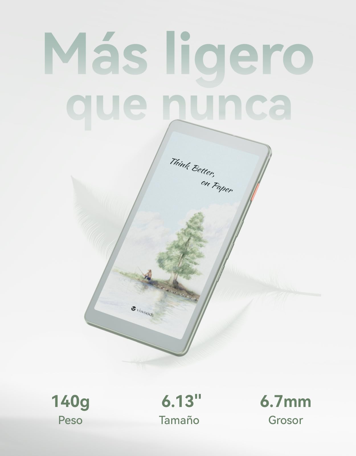 VIWOODS 6,13'' AiPaper Reader C con Pantalla a Color, Dispositivo