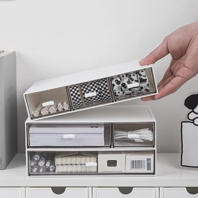 Modular Desktop Storage Drawers Stackable Drawer Tidy Stationary Craft