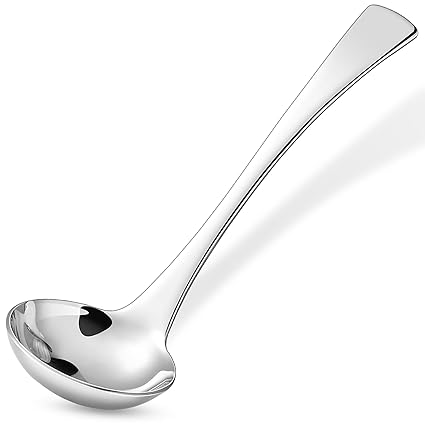 KEAWELL 1-Piece Small Gravy Ladle, 18/10 Stainless Steel, 7.5 inch, Silver, Dishwasher Safe