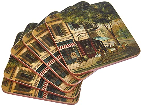 Pimpernel Dessous de Verre scène Parisienne - Lot de 6 (Beige, 10,5 x 10,5 cm (4 