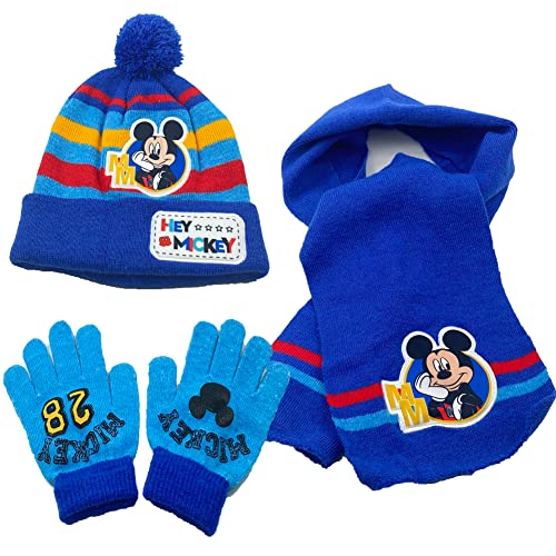 FISAPBXC Mickey Bonnet Écharpe Gants, Enfants Chapeau Écharpe Gants Set, Mickey Bonnet d'hiver Garcons, Hiver Chaud Tricoté Chapeau pour Enfants Garcons Cover