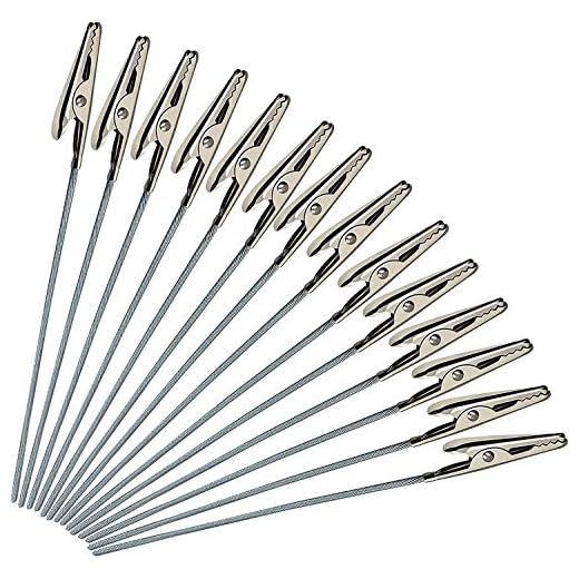 EVOIO 50 piezas pinza de cocodrilo para aerógrafo Hobby modelo partes metal alambre cierre Stick para Hobby modelado DIY tarjeta foto Memo 6 pulgadas (plata)