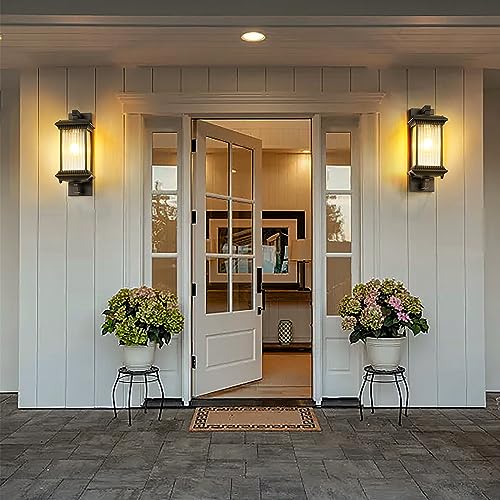 Outdoor Wall Lights, Square Waterproof Outside Light Fixtures Wall Mount for House Porch Yard Doorway Garage Patio, Black Aluminum Outdoor Sconce Wall Lighting, Exterior Wall Lantern