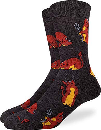 Good Luck Sock Men's Devil Kitties Socks - Brown, Adult Shoe Size 7-12