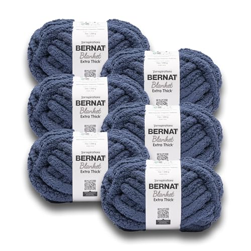 Image of Bernat Extra Thick Chunky Yarn for Crocheting Soft, Deep Navy, 6-Pack