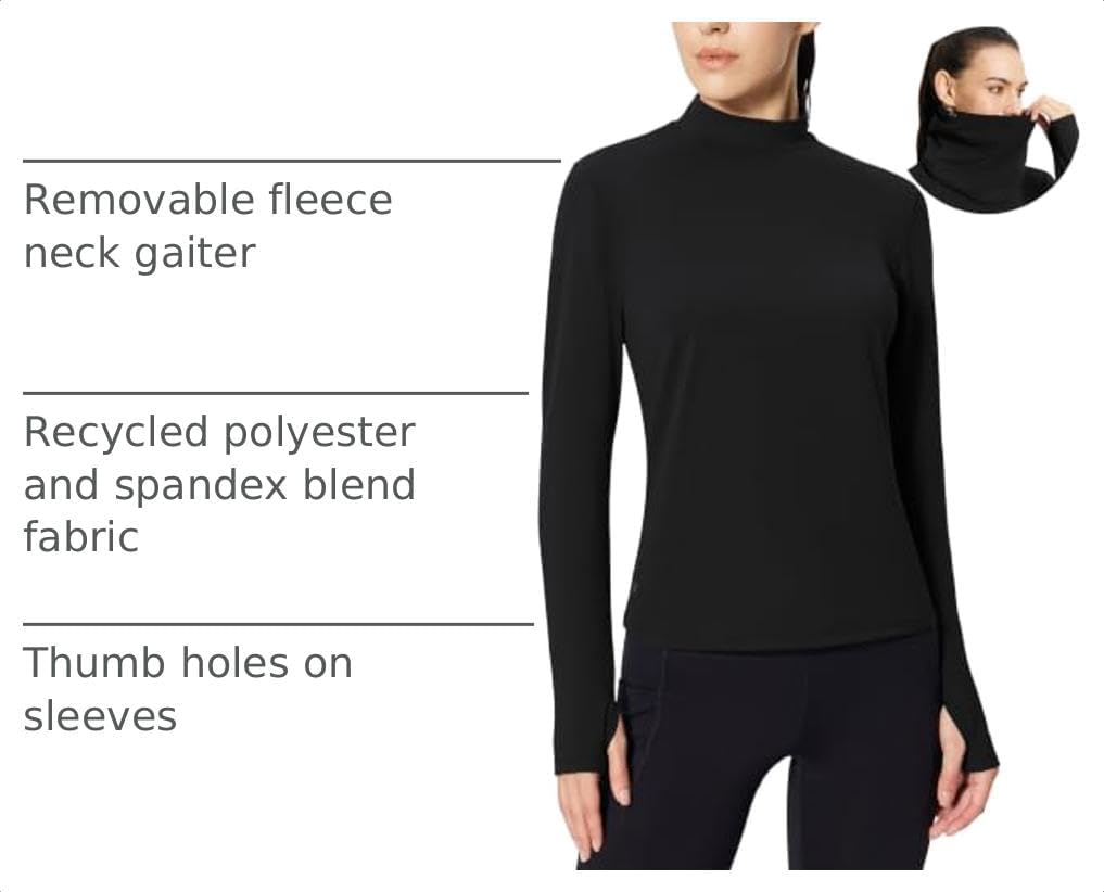 baleaf Women's Thermal Long Sleeve Shirts Fleece Lined Tops Base Layer