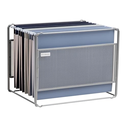 Mind Reader Hanging File Folder Organizer, Desktop Organizer, Storage, Office, Metal Mesh, 13