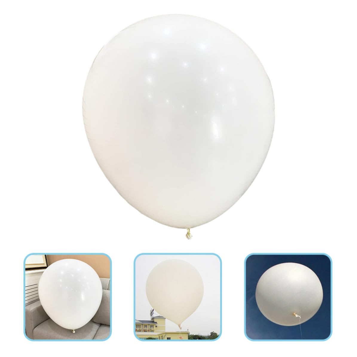 ibasenice Globo Meteorológico Gigante Blanco de Látex Globo Grande Redondo Resistente para Decoración de Fiestas y Encuestas Climáticas Kit con Cámara para Eventos y Celebraciones