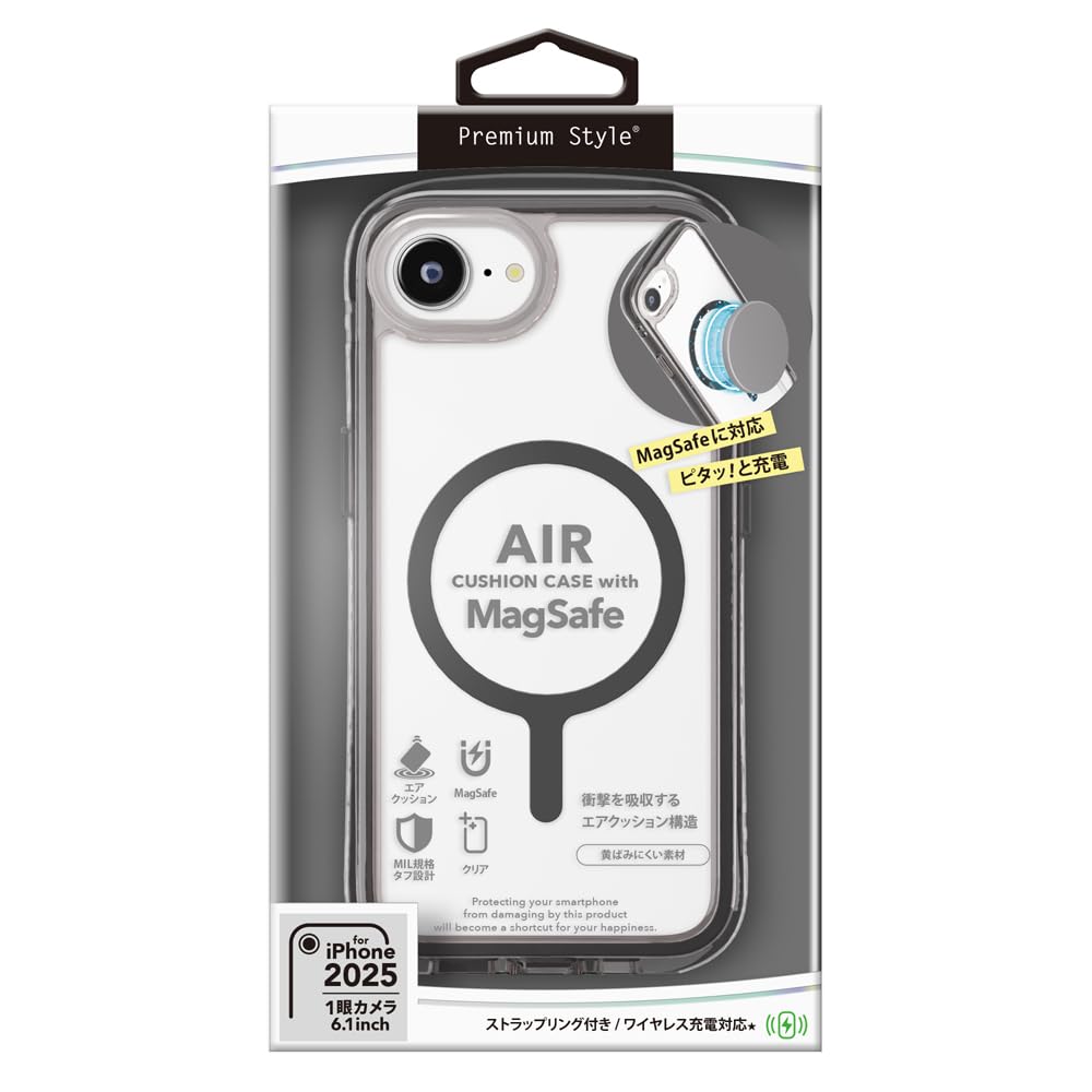 Premium Style iPhone17e iPhone16e 用 MagSafe対応 エアクッションケース グラファイト PG-25KMA01BK