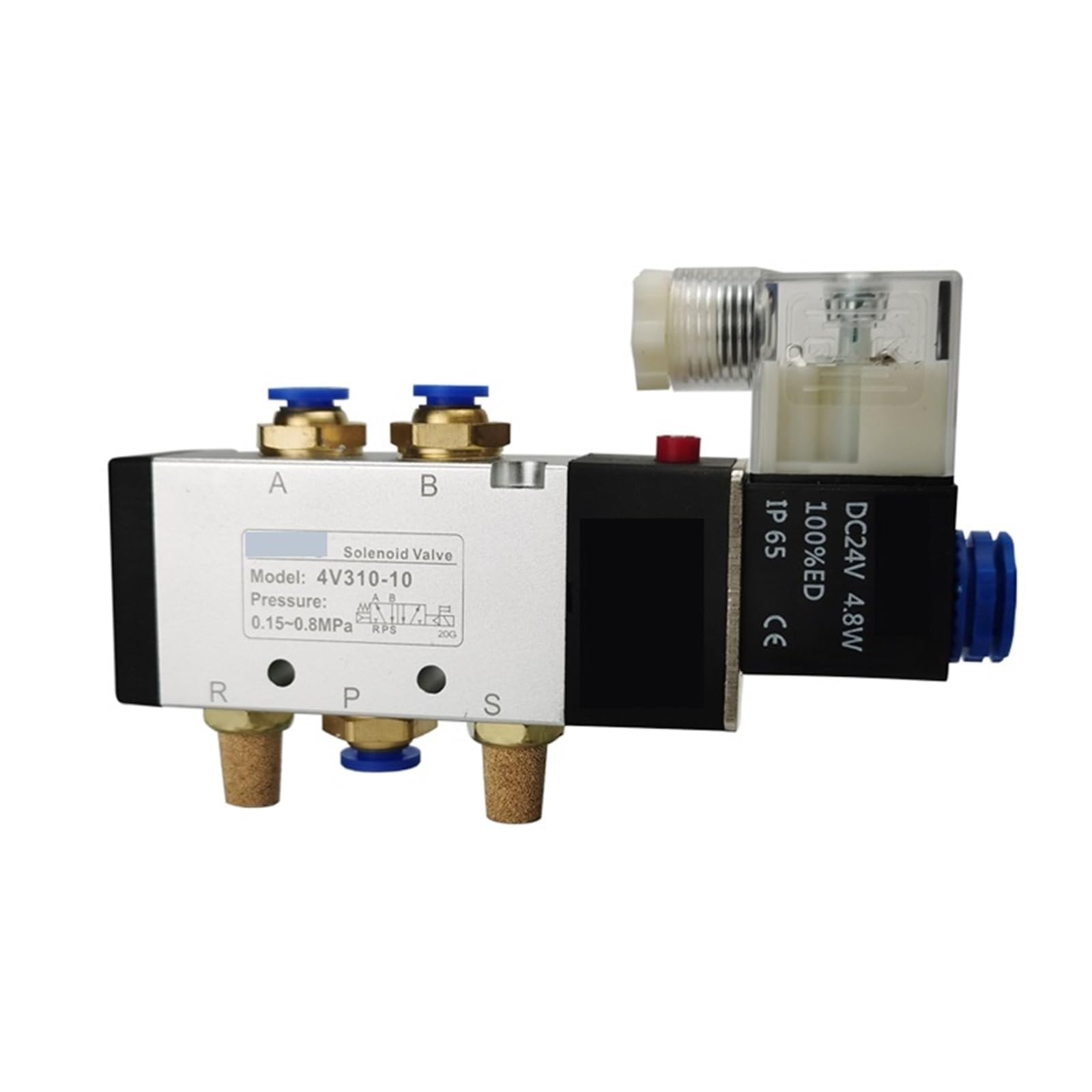 Válvula solenoide neumática 4V310-10 de 5 vías y 2 posiciones, control aire gas, válvula magnética, 12 V, 24, 220, bobina 1 unidad(With 8mm fittings,DC12V)