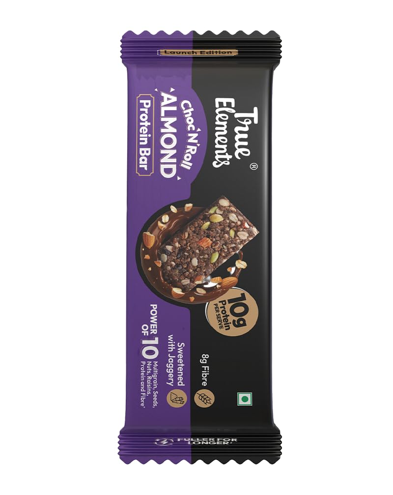 true elements choc ‘n’ roll almond protein bar 50gm