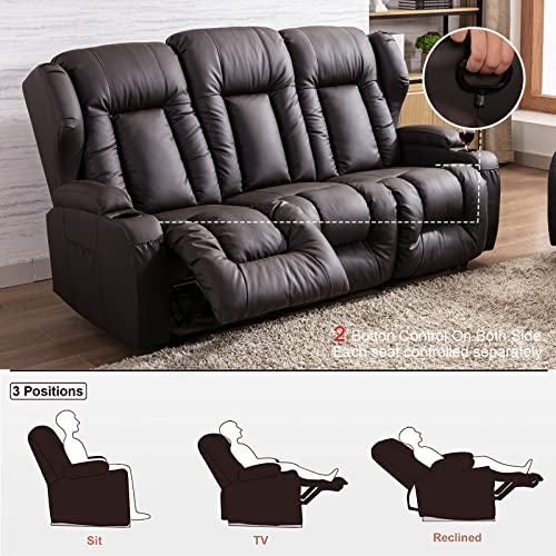 Ipkig Recliner Sofa Set For Living Room Set - Power Reclining Chair And 3-Seater Manual Recliner Sofa W/Drop Down Table, Cup Holder For Home Theatre Office, Living Room Furniture Sets, 1+3 #TOP2