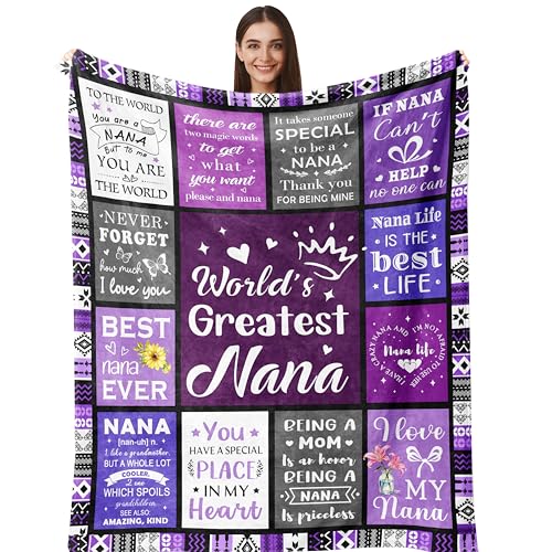 Henazin Nana Gifts Nana Blanket 60X50 Purple Grandma Gifts