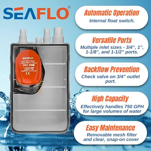 Image of SEAFLO 12v 750 GPH Shower Sump System