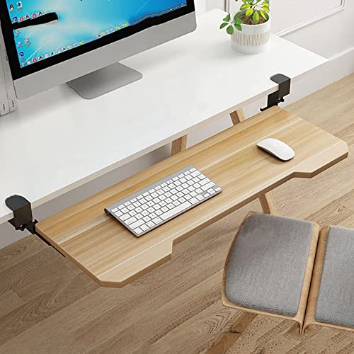 Étagère d'angle avec plateau coulissant ergonomique bois pour clavier gain de place