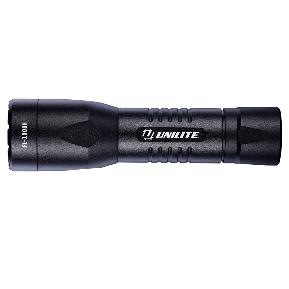 Unilite FL-1300R USB Rechargeable Aluminium Flashlight Torch | 1300 Lumen | 3.5 to 85 Hours Run Time | 291 Metre Beam Range | IP67