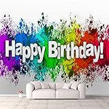 3D Wallpaper Paint Splatter Happy Birthday Self Adhesive Bedroom Living Room Dormitory Decor Wall Mural Stick and Peel Background Wall Ceiling Wardrobe Sticker