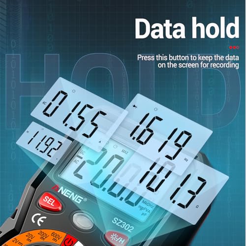 Image of ANENG Multimeter with Backlit LCD,Ohm Volt Amp Meter,Non Contact Voltage Tester Measures DC AC Voltage,Current,NCV,Resistance,Capacitance,Diodes,Flashlight Electric Tools for Automotive Battery Test