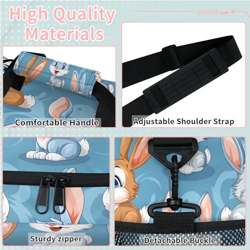 Rabbit Cartoon Travel Duffle Bag - Waterproof weekend luggage bag, men's sports and fitness bag, delivery hospital storage bag, overnight luggage bag with pull rod cover2