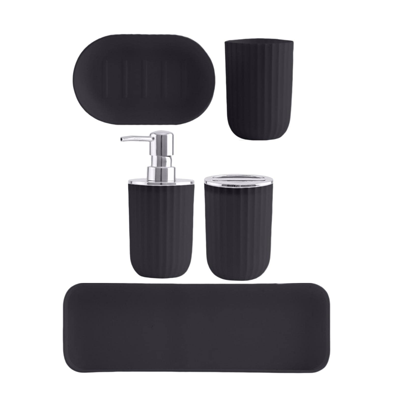 Set de baño con dispensador y jabonera de plástico resistente para apartamentos y oficinas
