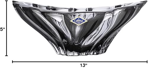 Miniatura 3 de Bohemia Crystal AU52648 - Frutero de 13 pulgadas, centro de mesa de decoración del hogar, Plantica gris ahumado