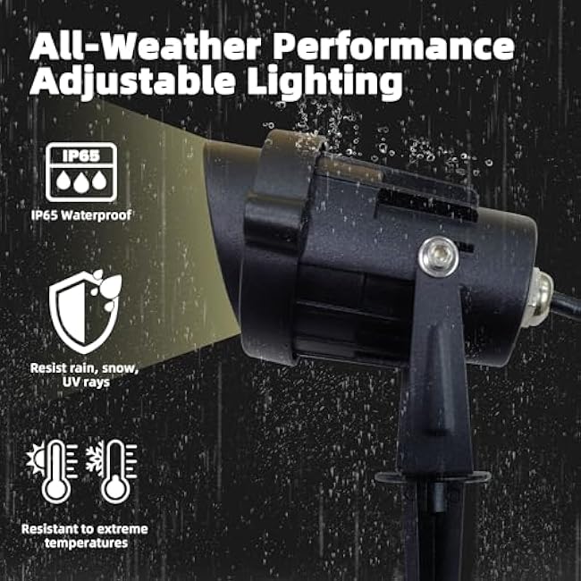 LED Outdoor Landscape Spot Lighting - 120V 12W Warm White Waterproof Spot Lights for Yard House Flag Tree, Lighting Decorations for Christmas Halloween(2 Pack)