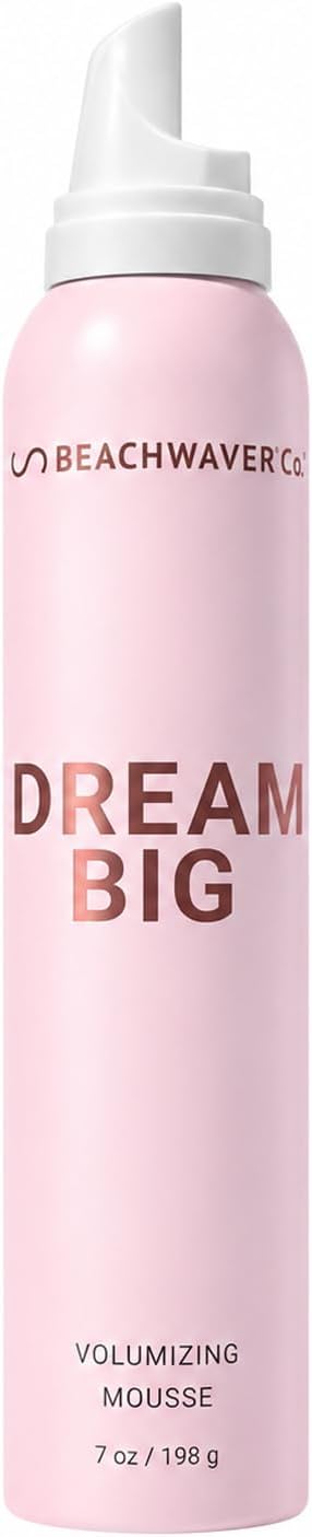 Beachwaver The Co. Dream Big Volumizing Mousse | Lightweight, Flexible Vegan Mousse for Volume & Hold | Add Fullness to Damp or Dry Hair | Polynesian Pink Sugar Fragrance