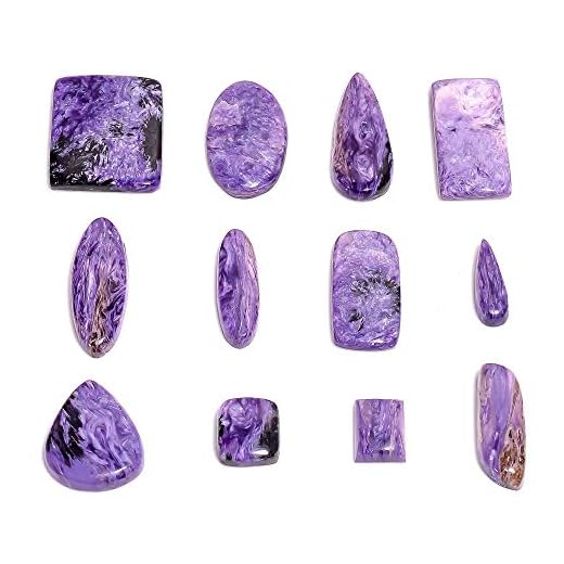 Gemkora 100 carats Purple Charoite Gemstone Wholesale Cabochons Lot, Jewelry Making Assorted Loose Gemstone, Polished Decor Specimen, DIY, Wire Wrapping, Healing Crystals, Bulk Gemstone Deal 2 to 4pcs